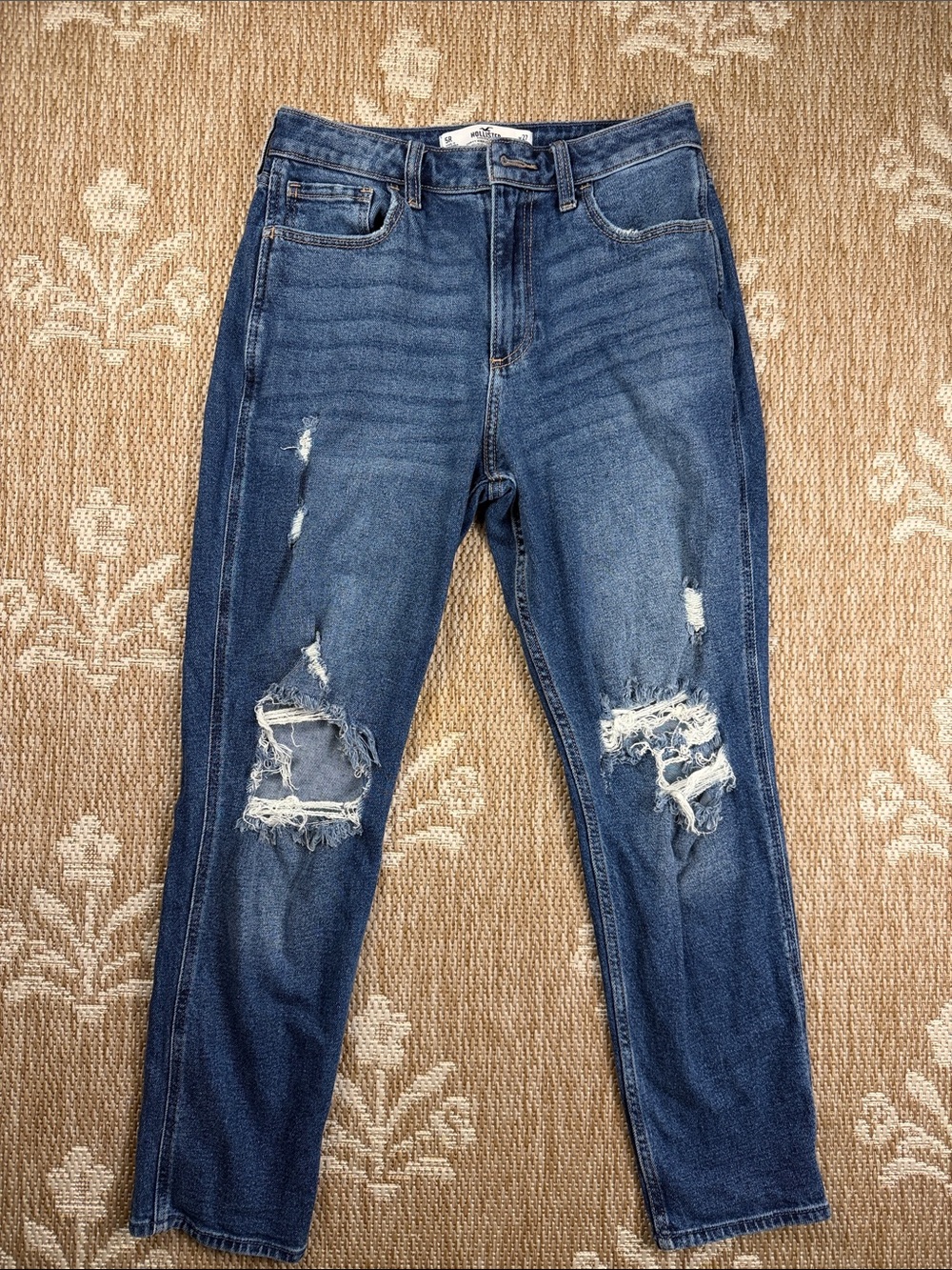 Hollister Distressed High-Rise Women's Jeans - Medium Blue